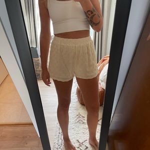 Checkered terry cloth shorts